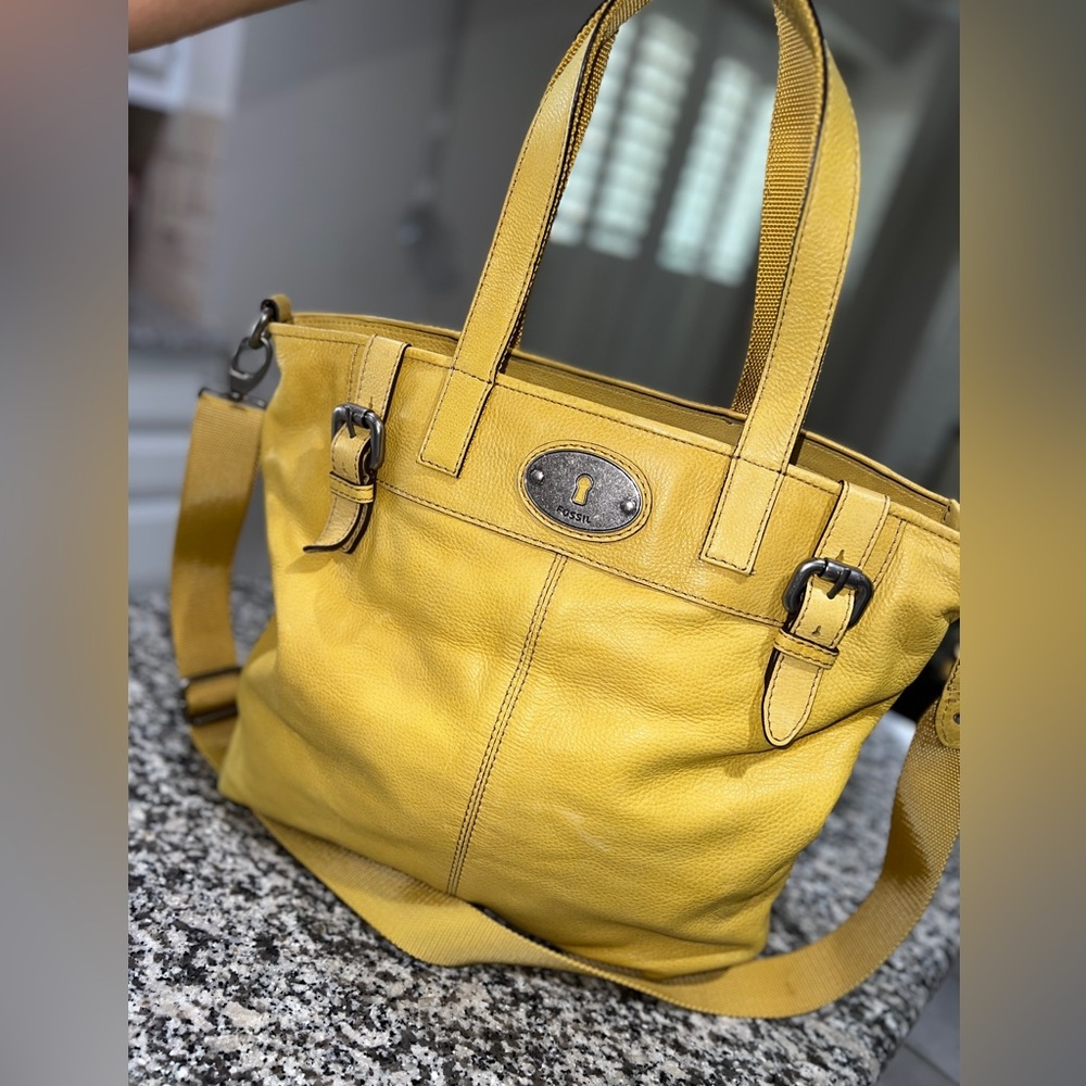 Yellow Leather Tote Bag